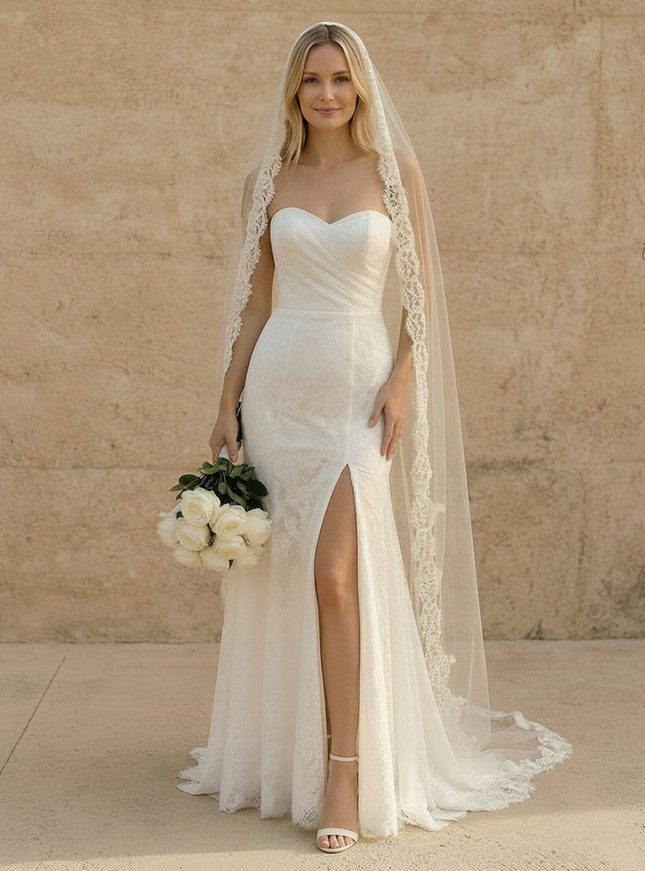 Laces Bodycon Sweetheart Long Wedding Dresses