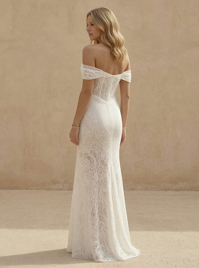 Laces Bodycon Off the Shoulder Long Wedding Dresses