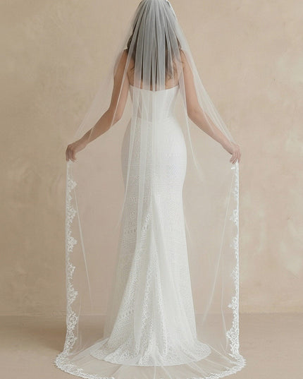 Laces Mermaid Strapless Long Wedding Dresses