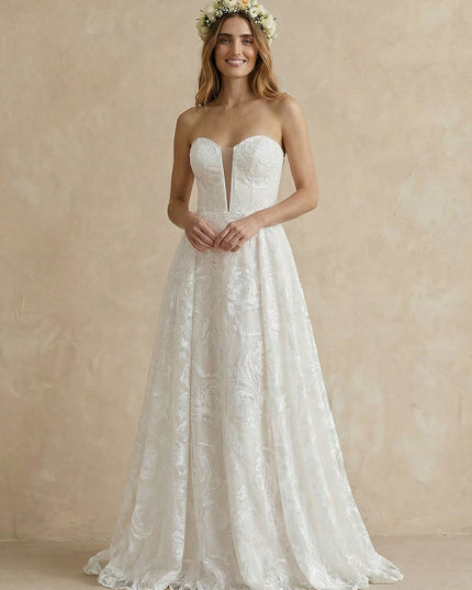 Laces A Line Sweetheart Long Wedding Dresses