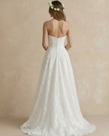 Laces A Line Sweetheart Long Wedding Dresses