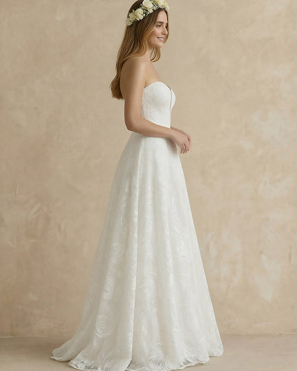 Laces A Line Sweetheart Long Wedding Dresses