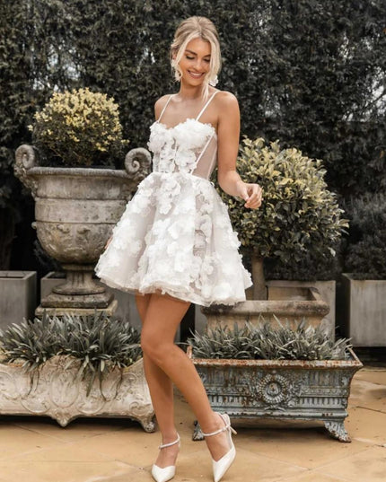 Spaghetti Straps Short Wedding Dresses Lace Appliques