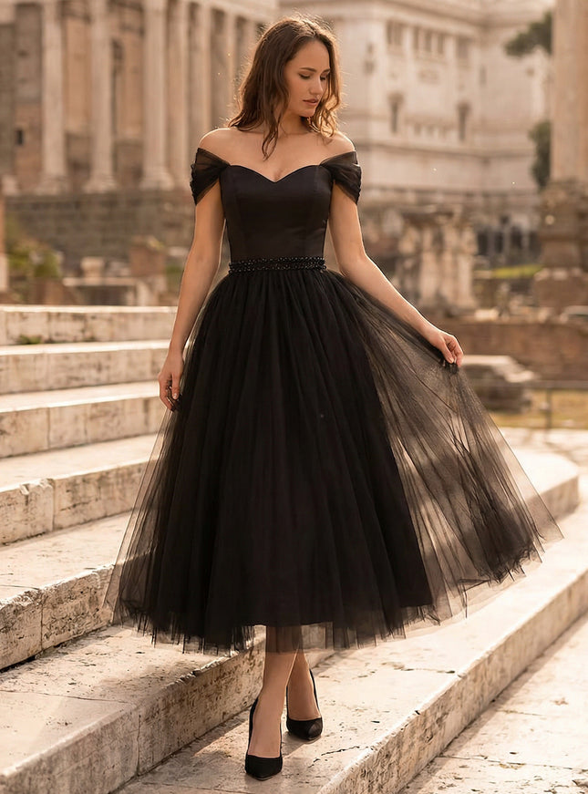 Laces A Line Off the Shoulder Short Wedding Dresses