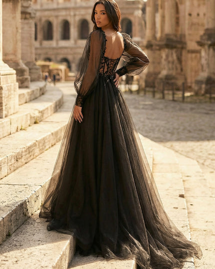 Tulle A Line Sweetheart Long Wedding Dresses