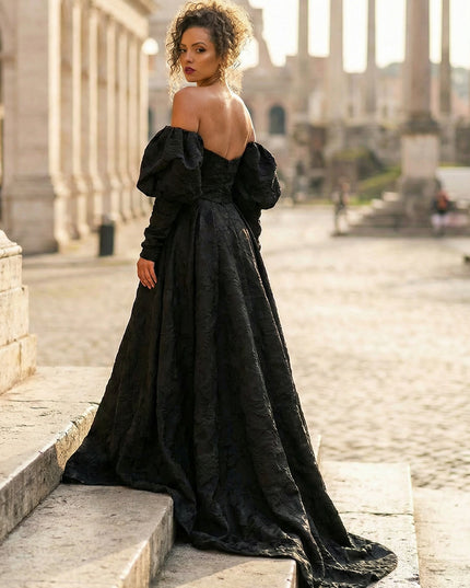 Jacquard A Line Spaghetti Straps Long Wedding Dresses