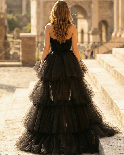 Tulle A Line Strapless Short Wedding Dresses