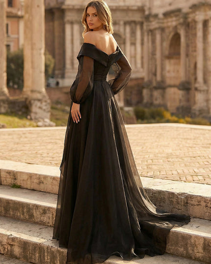 Tulle A Line Off the Shoulder Long Wedding Dresses