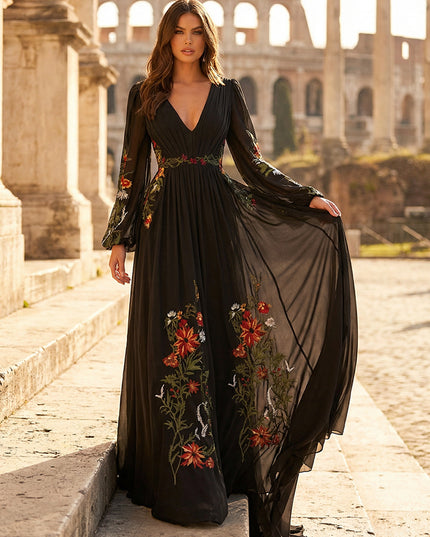 Laces A Line V Neck Long Wedding Dresses