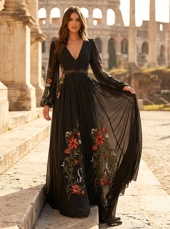 Laces A Line V Neck Long Wedding Dresses