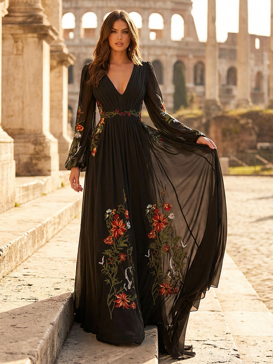 Laces A Line V Neck Long Wedding Dresses