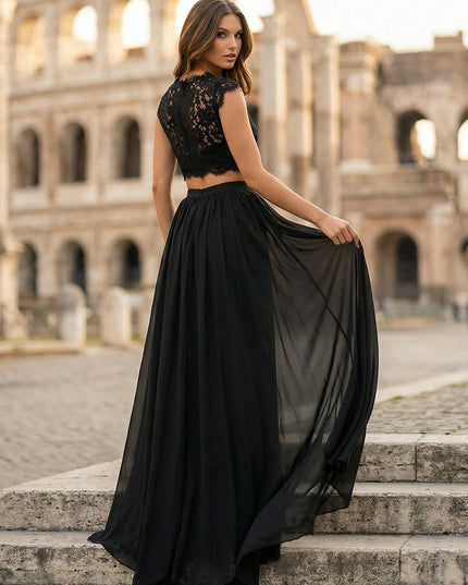 Tulle A Line Round Neck Long Wedding Dresses