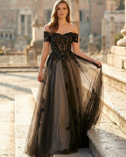 Laces A Line Off the Shoulder Long Wedding Dresses