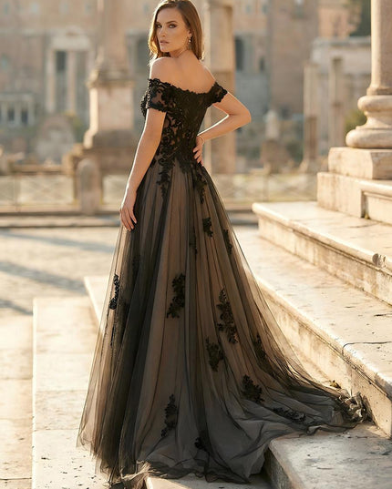 Laces A Line Off the Shoulder Long Wedding Dresses