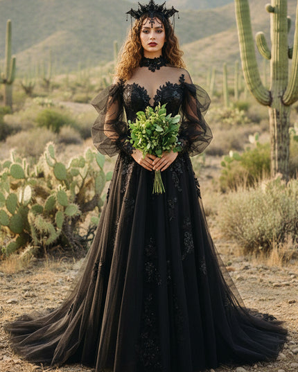 Lace Appliques A-Line Long Sleeves Sweetheart Wedding Dresses with Backless