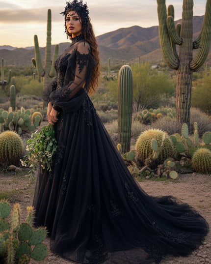 Lace Appliques A-Line Long Sleeves Sweetheart Wedding Dresses with Backless