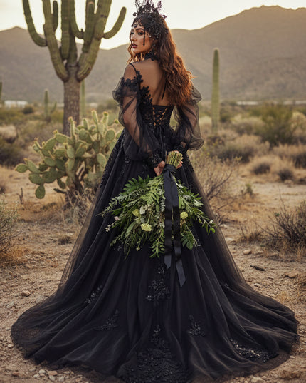 Lace Appliques A-Line Long Sleeves Sweetheart Wedding Dresses with Backless