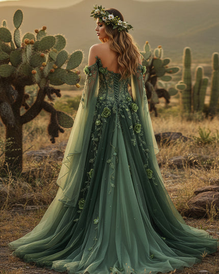 Sweetheart Embroidered A-Line Off the Shoulder Wedding Dresses with 3D Flower