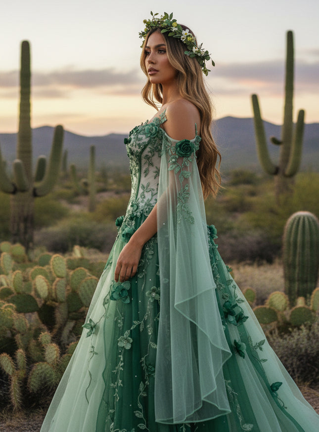 Sweetheart Embroidered A-Line Off the Shoulder Wedding Dresses with 3D Flower