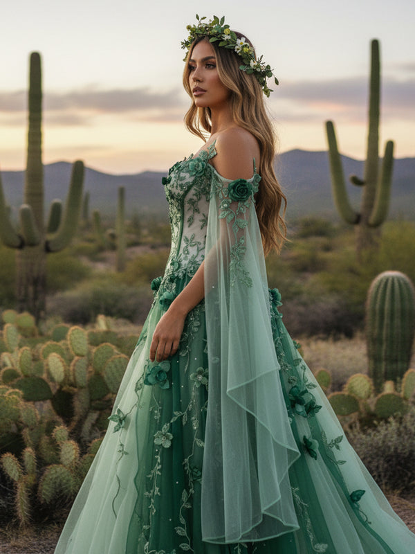 Sweetheart Embroidered A-Line Off the Shoulder Wedding Dresses with 3D Flower