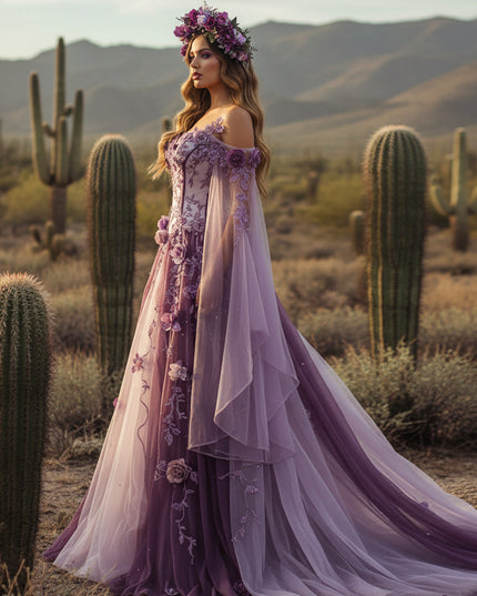 Sweetheart Embroidered A-Line Off the Shoulder Wedding Dresses with 3D Flower