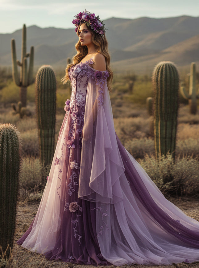 Sweetheart Embroidered A-Line Off the Shoulder Wedding Dresses with 3D Flower