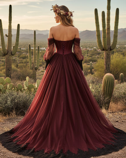 Sweetheart A-Line Off the Shoulder Wedding Dresses with Long Sleeves