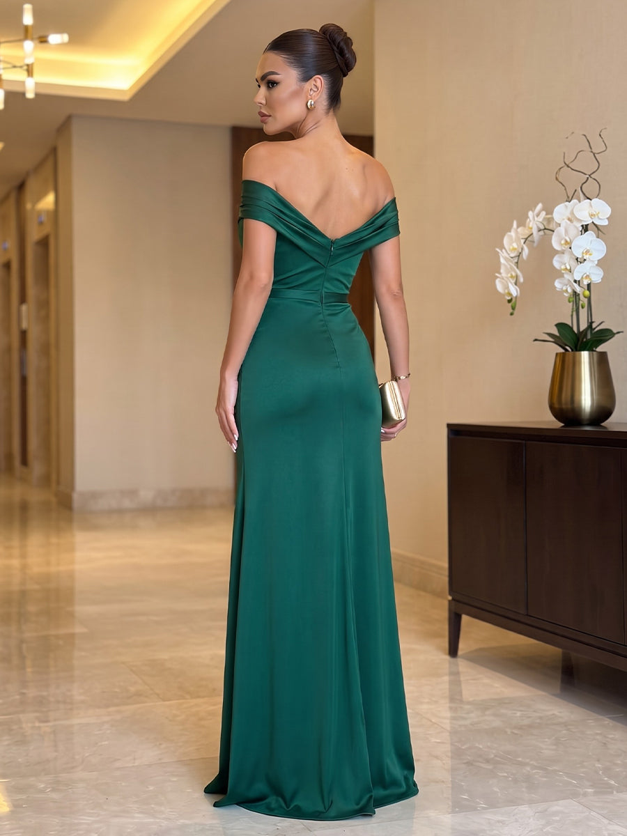 Satin Sheath Sweetheart Floor Length Ruched Military Ball Dresses