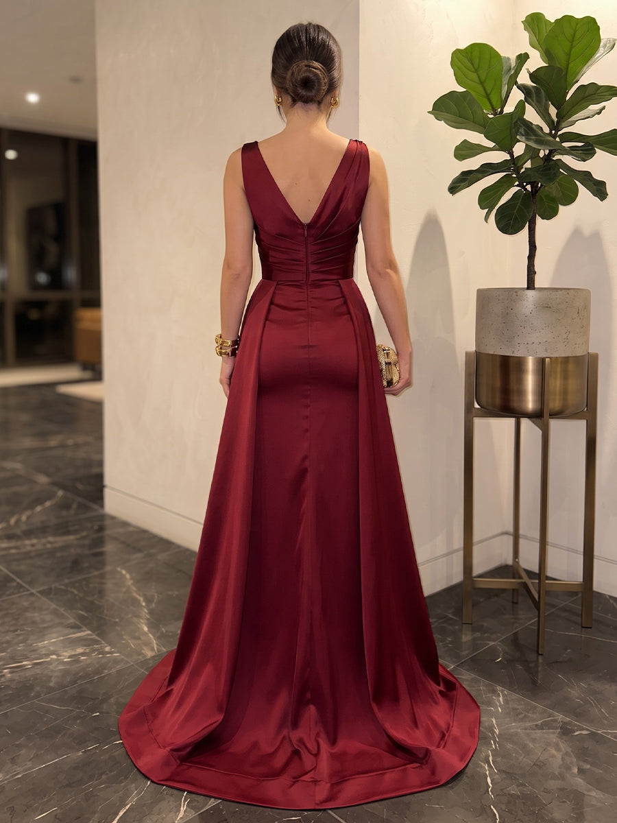 Satin Sheath One Shoulder Floor Length Ruched Military Ball Dresses