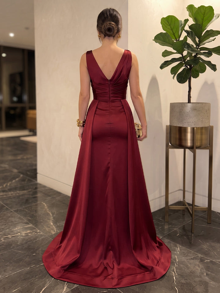 Satin Sheath One Shoulder Floor Length Ruched Military Ball Dresses