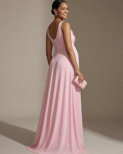 A Line Cowl Neck Satin Sleeveless Wedding Guest Dresses