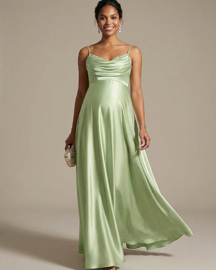 Sweetheart A Line Spaghetti Straps Satin Wedding Guest  Dresses