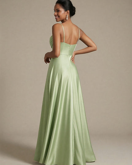 Sweetheart A Line Spaghetti Straps Satin Wedding Guest  Dresses
