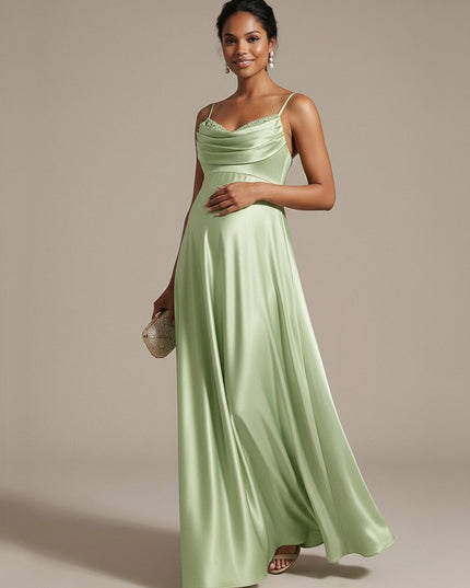 Sweetheart A Line Spaghetti Straps Satin Wedding Guest  Dresses