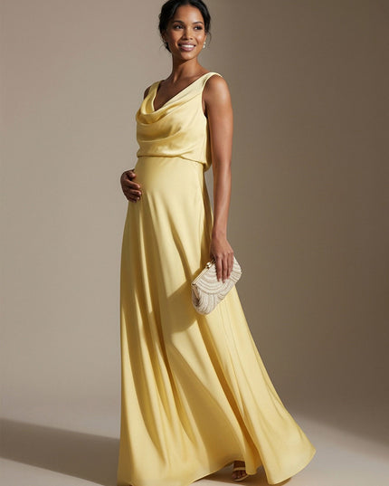 V Neck Corset A Line Satin Sleeveless Wedding Guest Dresses