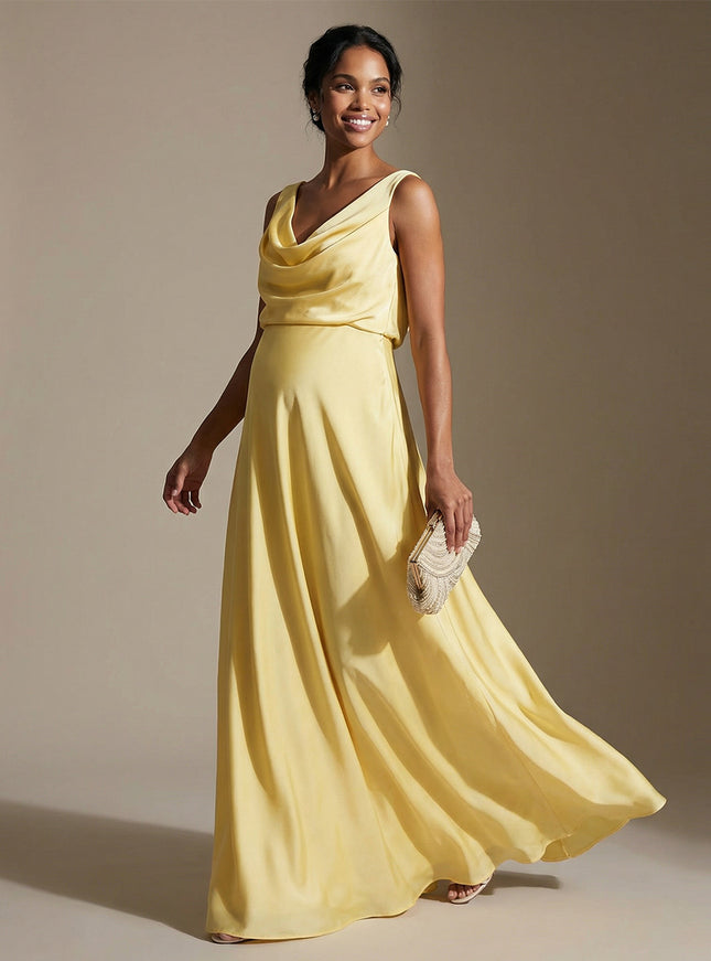 V Neck Corset A Line Satin Sleeveless Wedding Guest Dresses