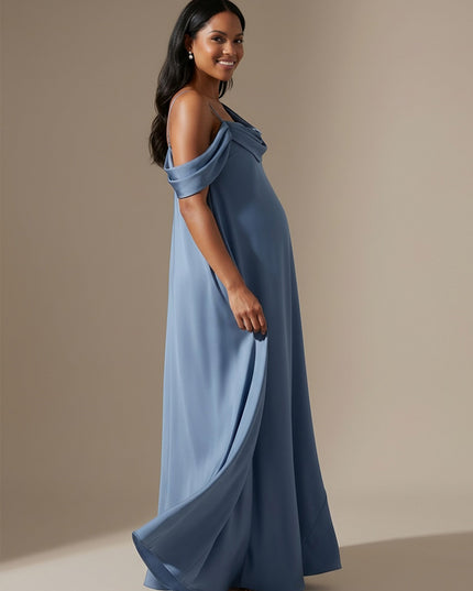 Ruched Satin A Line Cowl Neck Wedding Guest Dresses