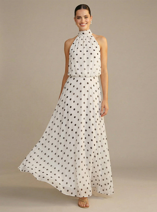 Chiffon A Line Mock Neck Wedding Guest Dresses