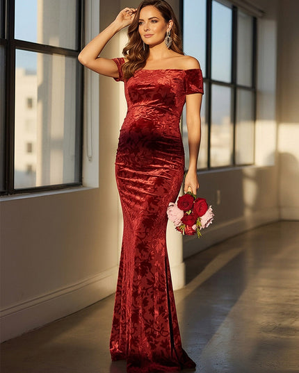 Satin Off the Shoulder Mermaid Maxi Dresses