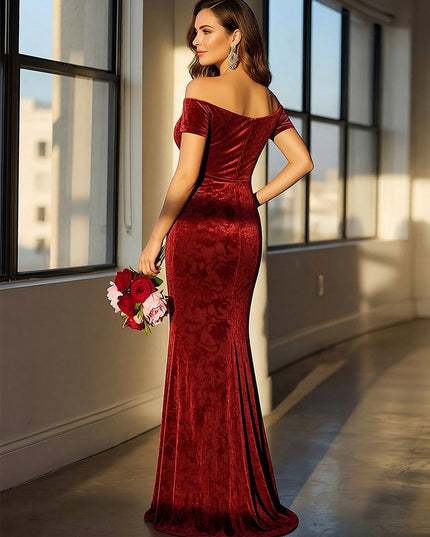 Satin Off the Shoulder Mermaid Maxi Dresses