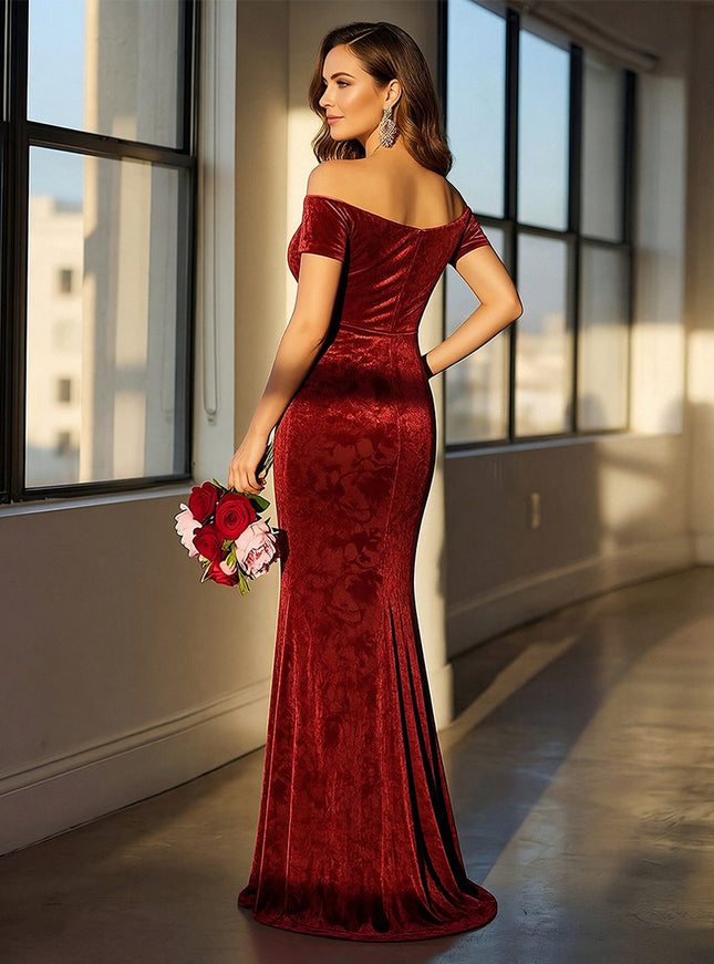 Satin Off the Shoulder Mermaid Maxi Dresses