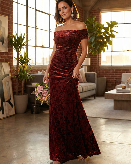 Satin Off the Shoulder Mermaid Maxi Dresses