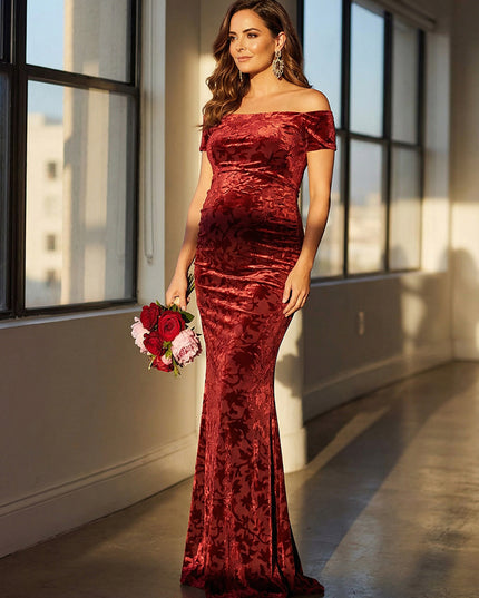 Satin Off the Shoulder Mermaid Maxi Dresses