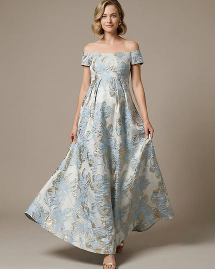 Floral Off the Shoulder Corset Pleated Maxi Dresses