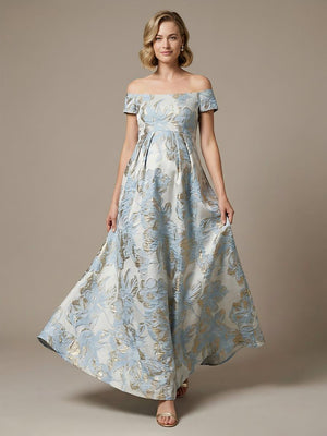 Floral Off the Shoulder Corset Pleated Maxi Dresses