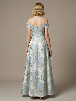 Floral Off the Shoulder Corset Pleated Maxi Dresses