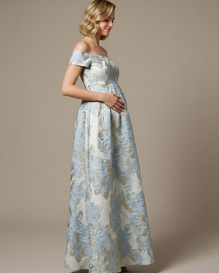 Floral Off the Shoulder Corset Pleated Maxi Dresses