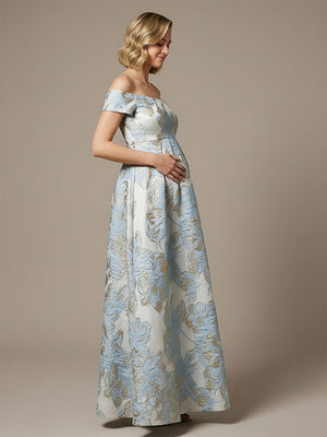 Floral Off the Shoulder Corset Pleated Maxi Dresses