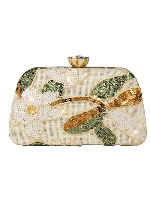 Women's Sequin Leaf Embroidered Geometric Fashion Formal Evening Clutch