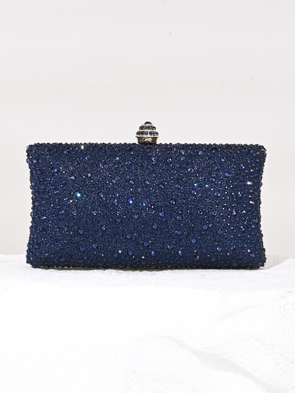 Women's Glitter Luxurious Beadings Evening Clutch with Crown Buckle